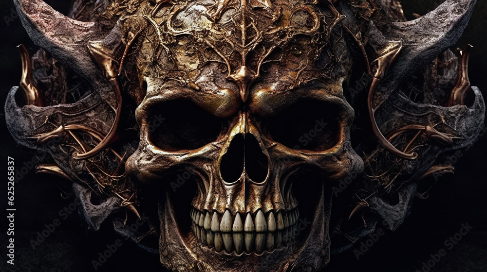 Naklejka premium Infernal Cranium . Burning Skull . AI Generated