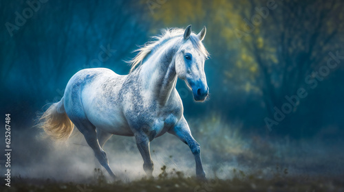 Majestic White Horse. Generative AI....