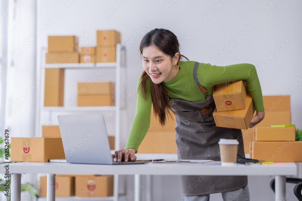 Startup happy Asian woman business owner works with a box at home, prepare parcel delivery SME supply chain, procurement, package box to deliver to customers, Online SME business entrepreneurs ideas,
Startup happy Asian woman business owner works with a box at home, prepare parcel delivery SME supply chain, procurement, package box to deliver to customers, Online SME business entrepreneurs ideas,