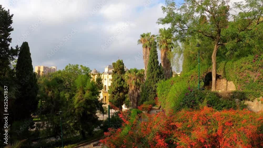 Road to Castillo de Gibralfaro in a cloudy summer day in the morning in Malaga, Spain Road to Castillo de Gibralfaro in a cloudy summer day in the morning in Malaga, Spain