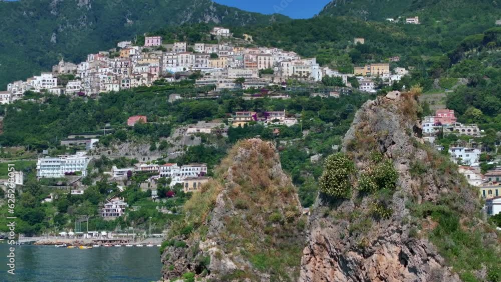 An amazing view of the beautiful Vietri sul mare on the Amalfi coast in Italy filmed by drone, Vietri sul Mare Italy, Wonderful view of the sea of Vietri and a stretch of the Amalfi Coast Italian town An amazing view of the beautiful Vietri sul mare on the Amalfi coast in Italy filmed by drone, Vietri sul Mare Italy, Wonderful view of the sea of Vietri and a stretch of the Amalfi Coast Italian town