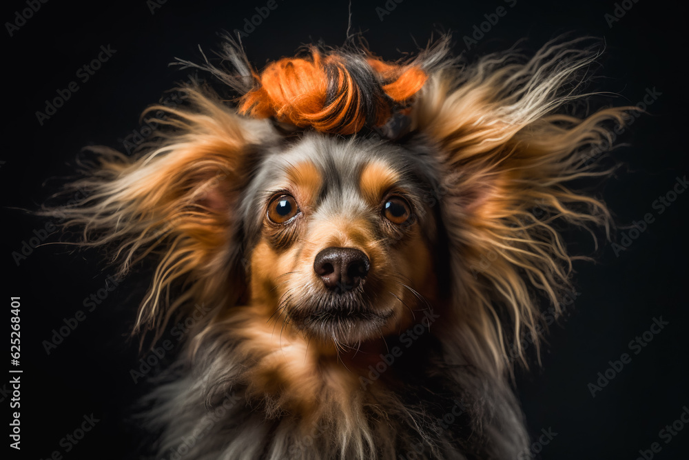 Naklejka premium Silly Pup in a Wig . AI Generated