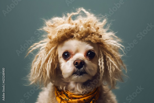 Silly Pup in a Wig . AI Generated