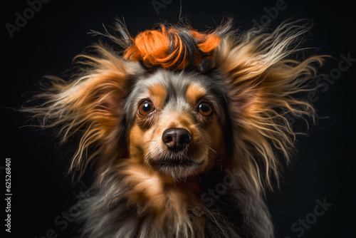 Silly Pup in a Wig . AI Generated © EwaStudio