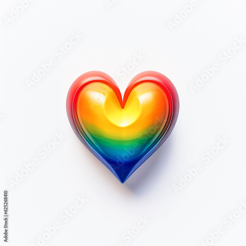 Simple heart with pride flag rainbow color. AI Generated