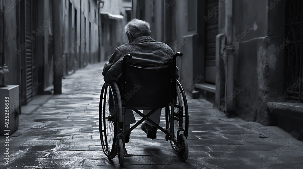 Obraz premium The Aging Plight. The Lonely Walk. The Forgotten Generation. AI Generated