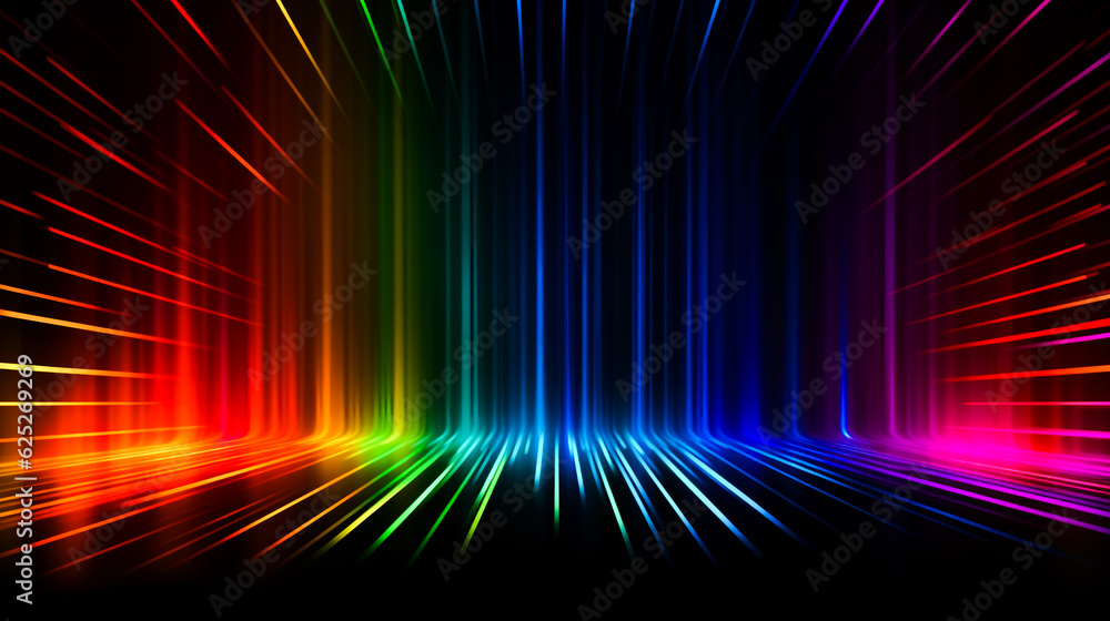 Obraz premium Bright neon rays and glowing lines. AI Generated