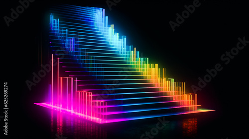 Wallpaper Mural graphic neon spectral stairs. AI Generated Torontodigital.ca