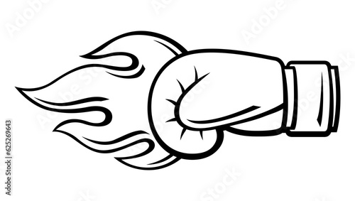 Emblem with boxing gloves. Box club label. Sport illustration in cartoon style.