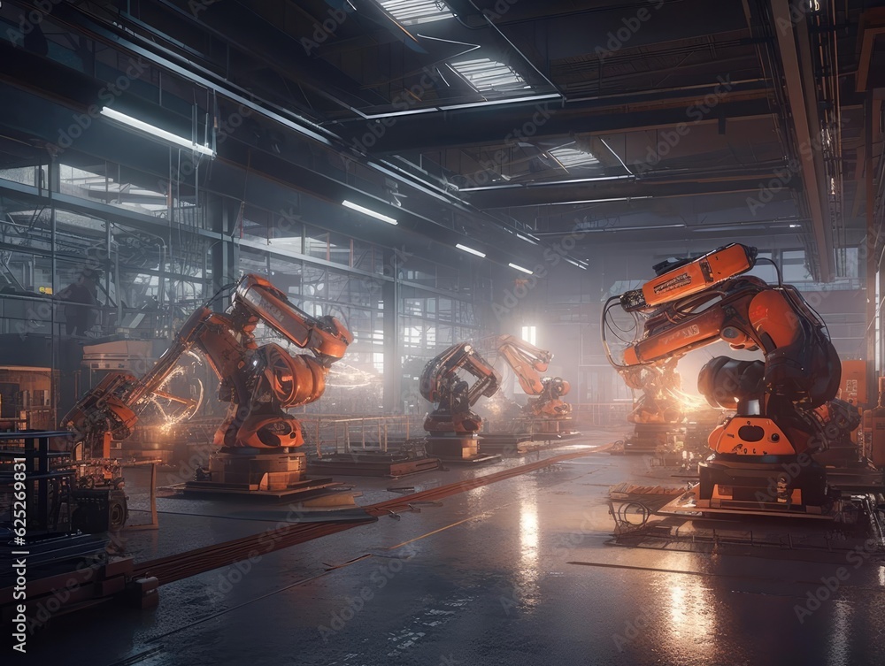 A stateoftheart manufacturing plant buzzes with activity as robots