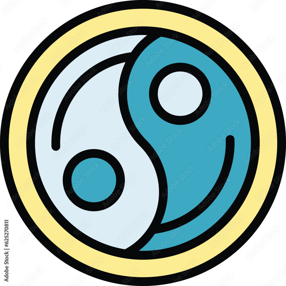 Yin yang icon outline vector. Spiritual balance. Human harmony color flat Yin yang icon outline vector. Spiritual balance. Human harmony color flat