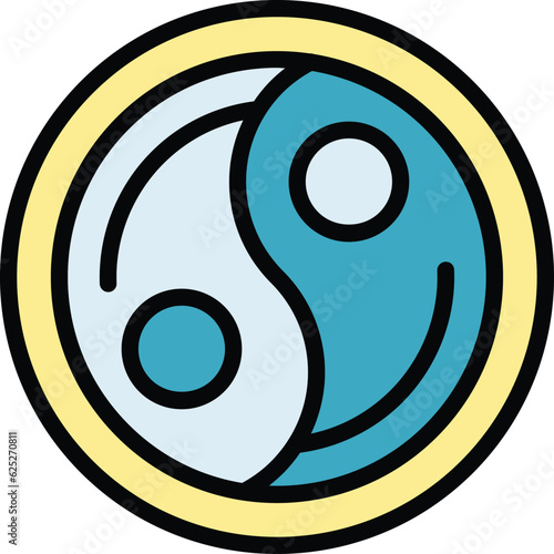 Yin yang icon outline vector. Spiritual balance. Human harmony color flat