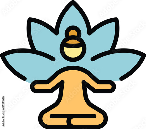 Practice lotus icon outline vector. Meditate pose. Relax time color flat