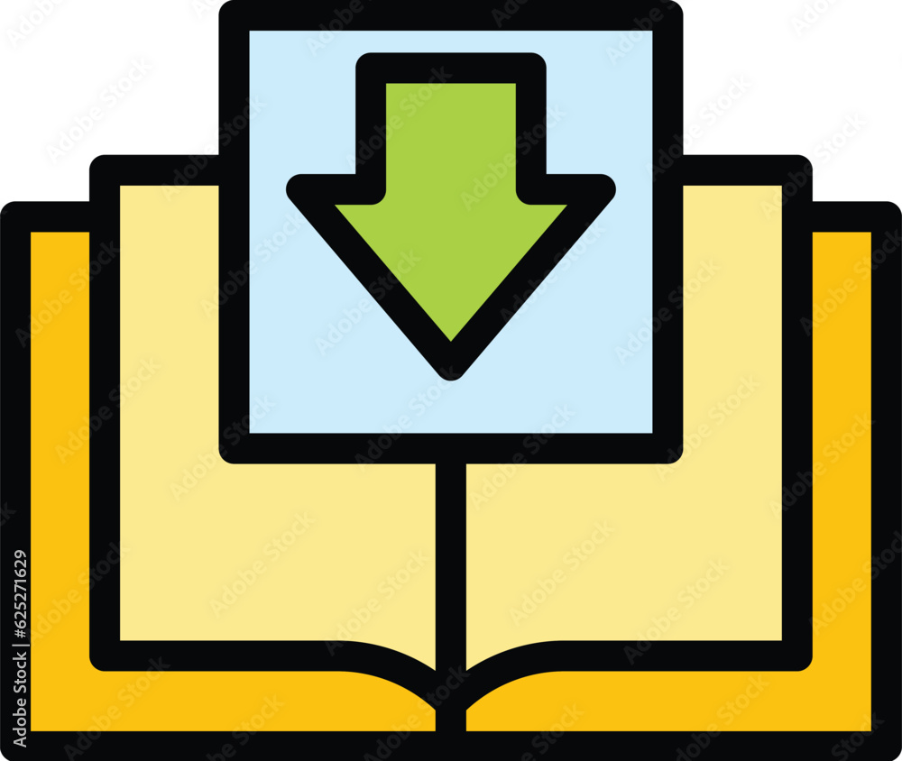 Download course book icon outline vector. Online education. Digital school color flat Download course book icon outline vector. Online education. Digital school color flat