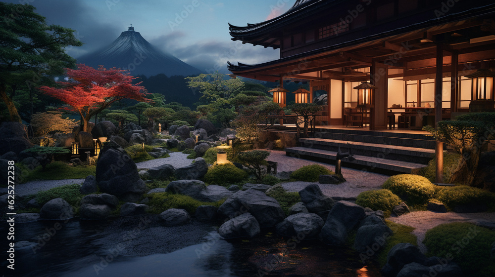 A japanese scenery themed background, created with generative AI technology