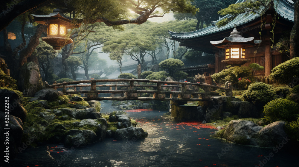 A japanese scenery themed background, created with generative AI technology