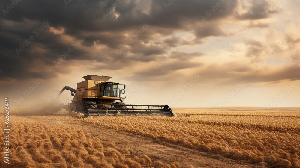 Fototapeta premium A Plains scenery background with wheat crops, created with generative AI technology