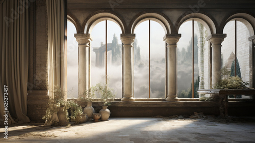 A renaissance scenery background, created with generative AI technology