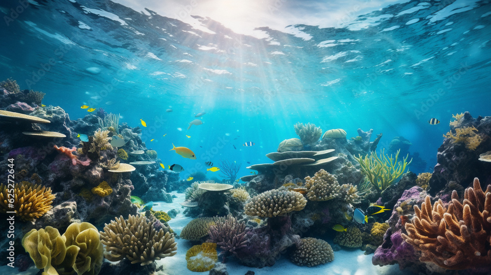 Fototapeta premium An underwater scenery background, created with generative AI technology