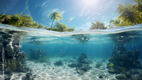 An underwater scenery background  created with generative AI technology
