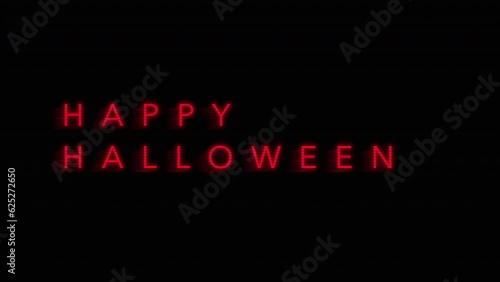 Happy Halloween text with digital vhs noise and glitch effect on tv monitor, motion holidays, horror and Halloween style background