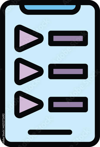 Phone audio course icon outline vector. Online conference. Web academy color flat