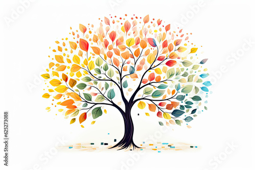 Rainbow tree isolated in front of white background. Generative AI. © Prime Lens