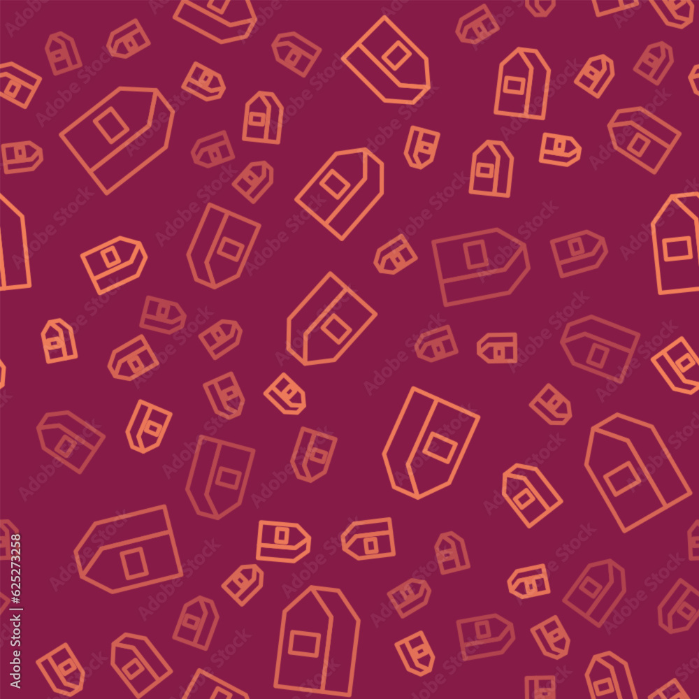 Brown line Paper package for milk icon isolated seamless pattern on red background. Milk packet sign. Vector Brown line Paper package for milk icon isolated seamless pattern on red background. Milk packet sign. Vector