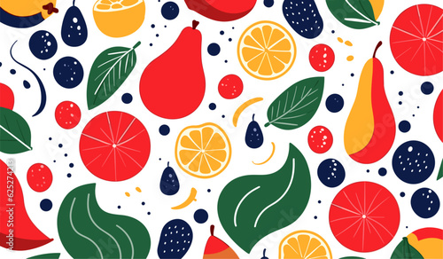 Eco-Food Geometrics: Whimsical Fruit Patterns for Abstract Agriculture. Vector Art and Seamless Banners