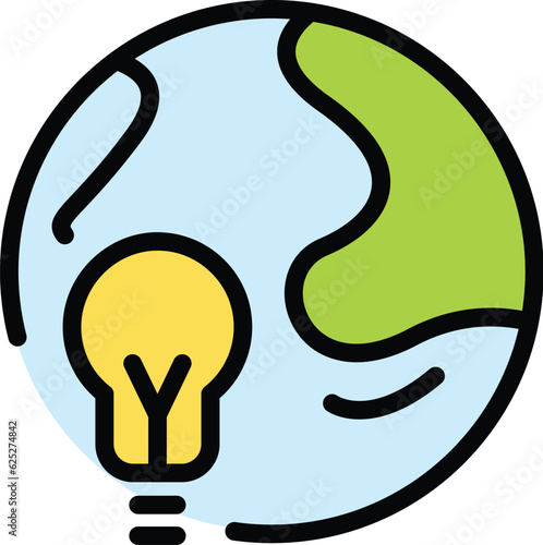 Global course icon outline vector. Online education. Student webinar color flat