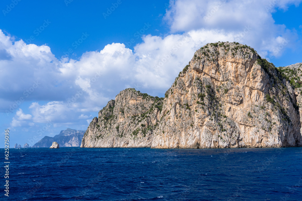 Steep Rocky Cliff on the Isle of Capri in Italy Seen from the Water