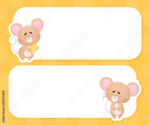 Note and Reminder Card with Cute Little Mouse Vector Template
