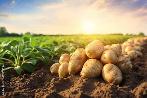 organic potatoes in garden. photo