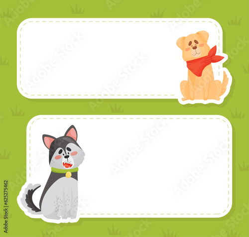 Cartoon Dog Character Note or Reminder Card Vector Template