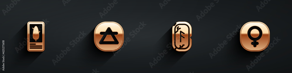 Set Tarot cards, Air element, Magic runes and Venus icon with long shadow. Vector Set Tarot cards, Air element, Magic runes and Venus icon with long shadow. Vector
