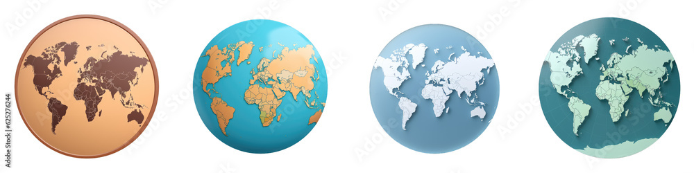 World Map clipart collection, vector, icons isolated on transparent background