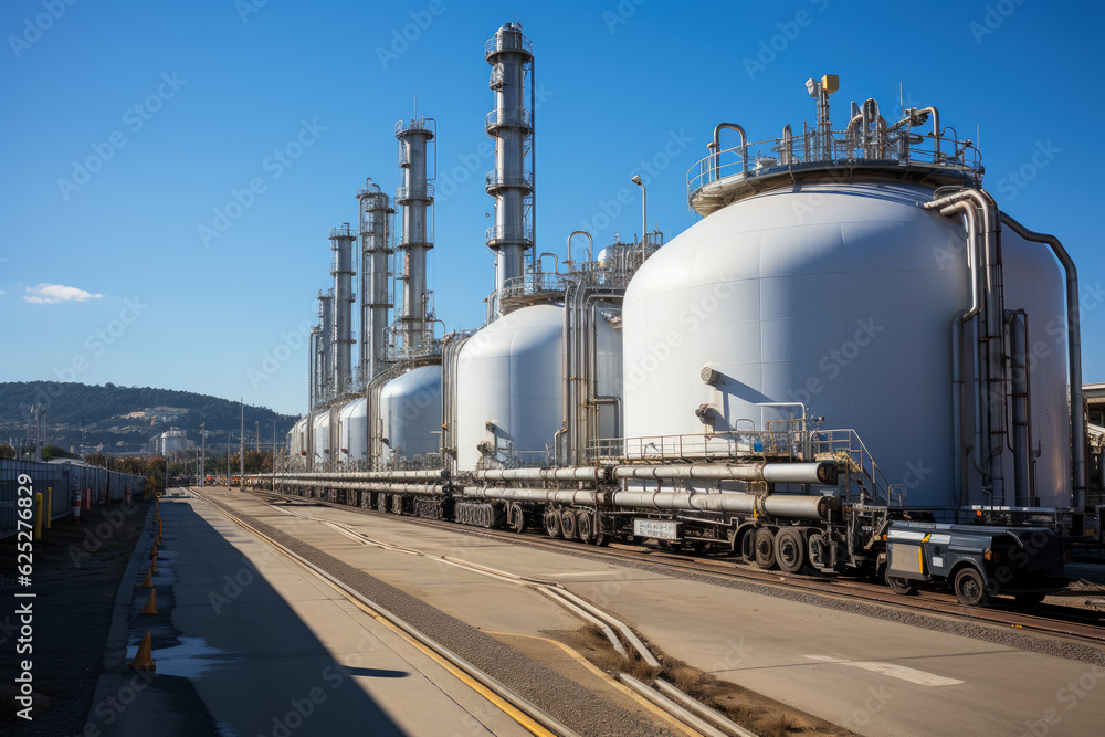 Natural gas storage tanks, gas transport system, AI Generated Natural gas storage tanks, gas transport system, AI Generated