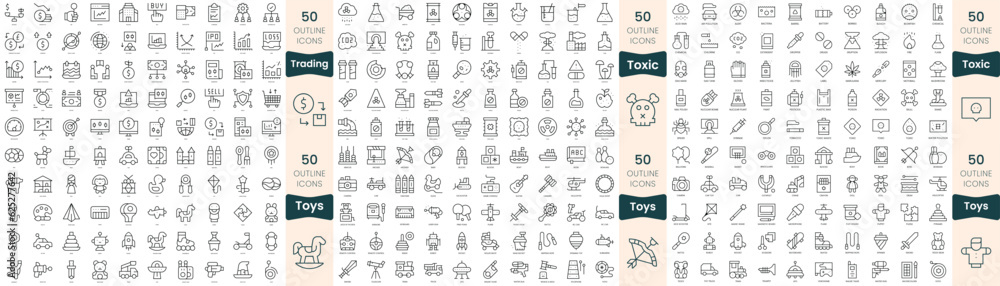 300 thin line icons bundle. In this set include toxic, toys, trading 300 thin line icons bundle. In this set include toxic, toys, trading