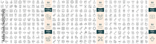 300 thin line icons bundle. In this set include toxic, toys, trading
