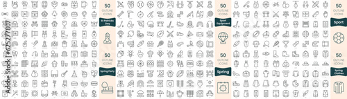 300 thin line icons bundle. In this set include sport equipment, sport, spring clothes, spring party, spring, st patricks day photo