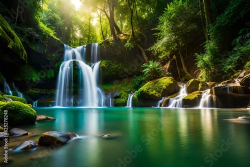 waterfall in the forest generated ai © AD Collections