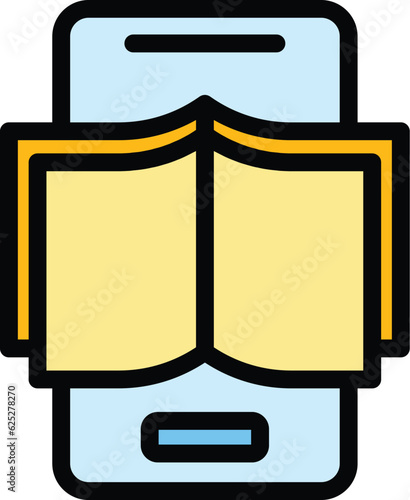 Ebook reader icon outline vector. Digital book. Mobile library color flat