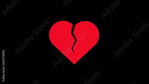 Emoji heart beat and broken heart animation on transparent background and green background