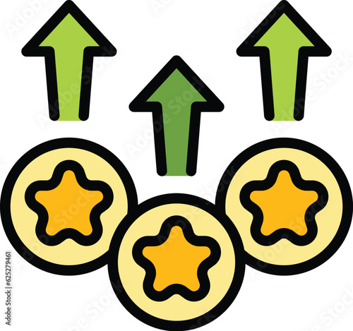 Upgrade rating icon outline vector. Premium level. Satisfaction rate color flat