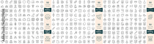 300 thin line icons bundle. In this set include back to school, bad habits, bakery, banking