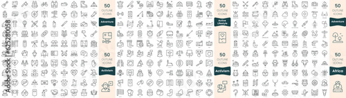 300 thin line icons bundle. In this set include active lifestyle, activism, adventure, africa