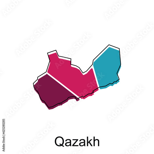 map of Qazakh vector design template, national borders and important cities illustration on white background photo