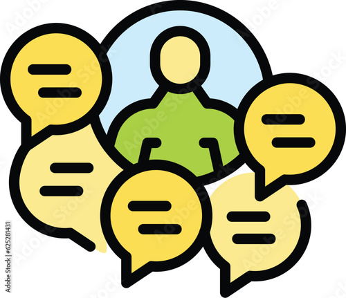 Customer chat icon outline vector. Call support. Help service color flat