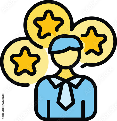 Customer satisfaction icon outline vector. Online review. Loyalty feedback color flat