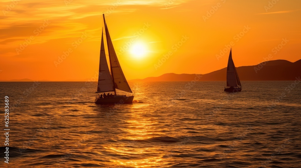 Silhouette of sailboats on water
